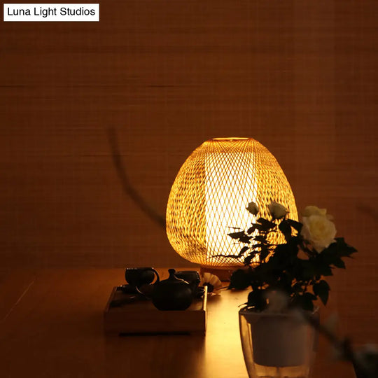 Asian Wood Desk Lamp With Handcrafted Bamboo Shade - Perfect Bedroom Task Light

Or

1 Head Small