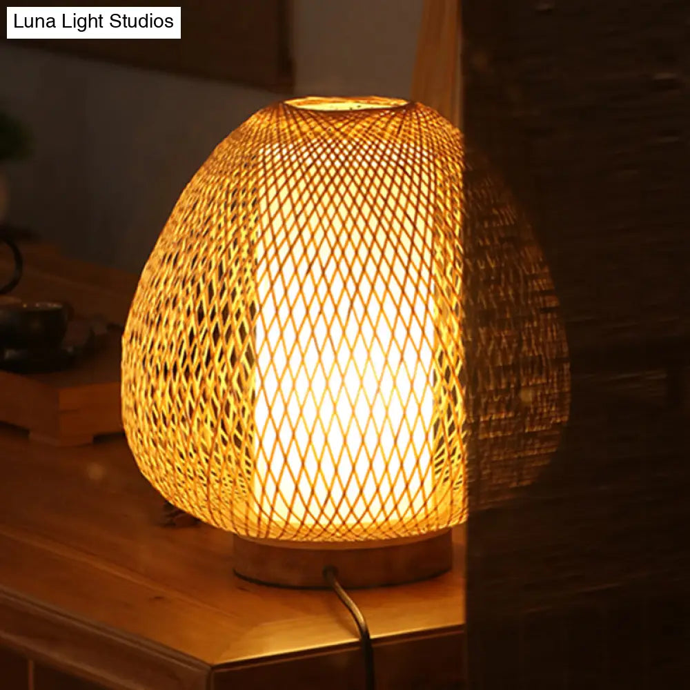 Asian Wood Desk Lamp With Handcrafted Bamboo Shade - Perfect Bedroom Task Light

Or

1 Head Small