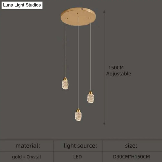 Astrea - Modern Led Crystal Chandelier 3 Lights / Cool Light