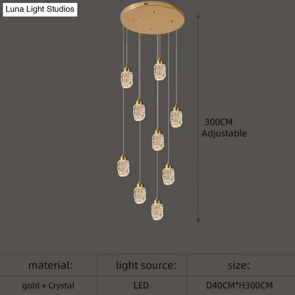 Astrea - Modern Led Crystal Chandelier 9 Lights / Cool Light