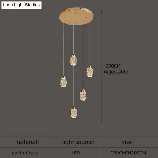 Astrea - Modern Led Crystal Chandelier 5 Lights / Cool Light