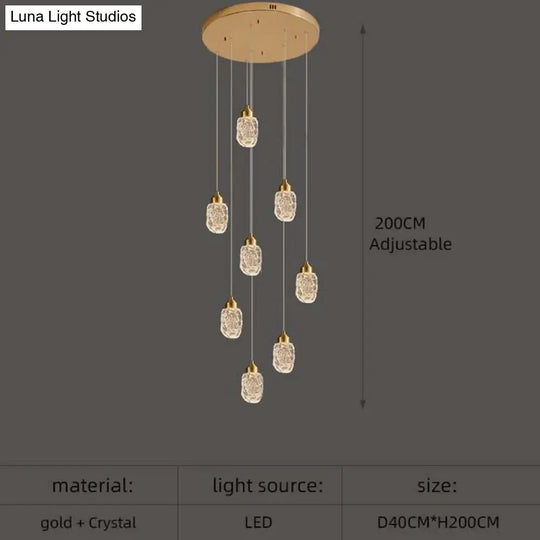 Astrea - Modern Led Crystal Chandelier 8 Lights / Cool Light