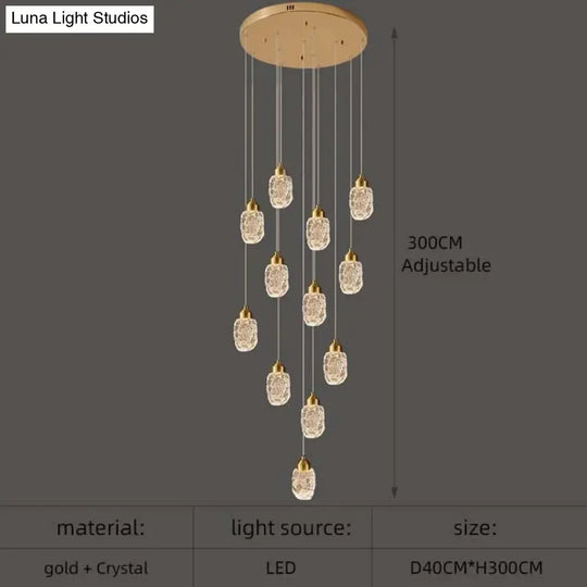 Astrea - Modern Led Crystal Chandelier 12 Lights / Cool Light