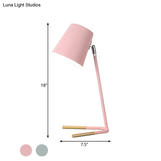 Swivelable Pink/Green Tapered Nightstand Light: Macaron Iron Table Lamp With Fork Base