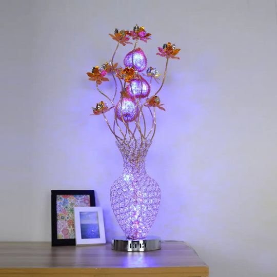 Aubrey - Gold Led Table Lighting Art Decor Crystal Embedded Pineapple-Like Blossom Nightstand Lamp