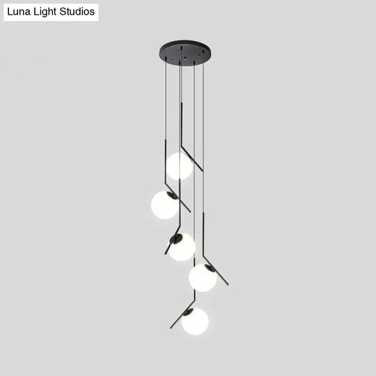 Auraolie - Modern Black Globe Multi Light Chandelier Simple Glass Pendant Lighting Fixture For