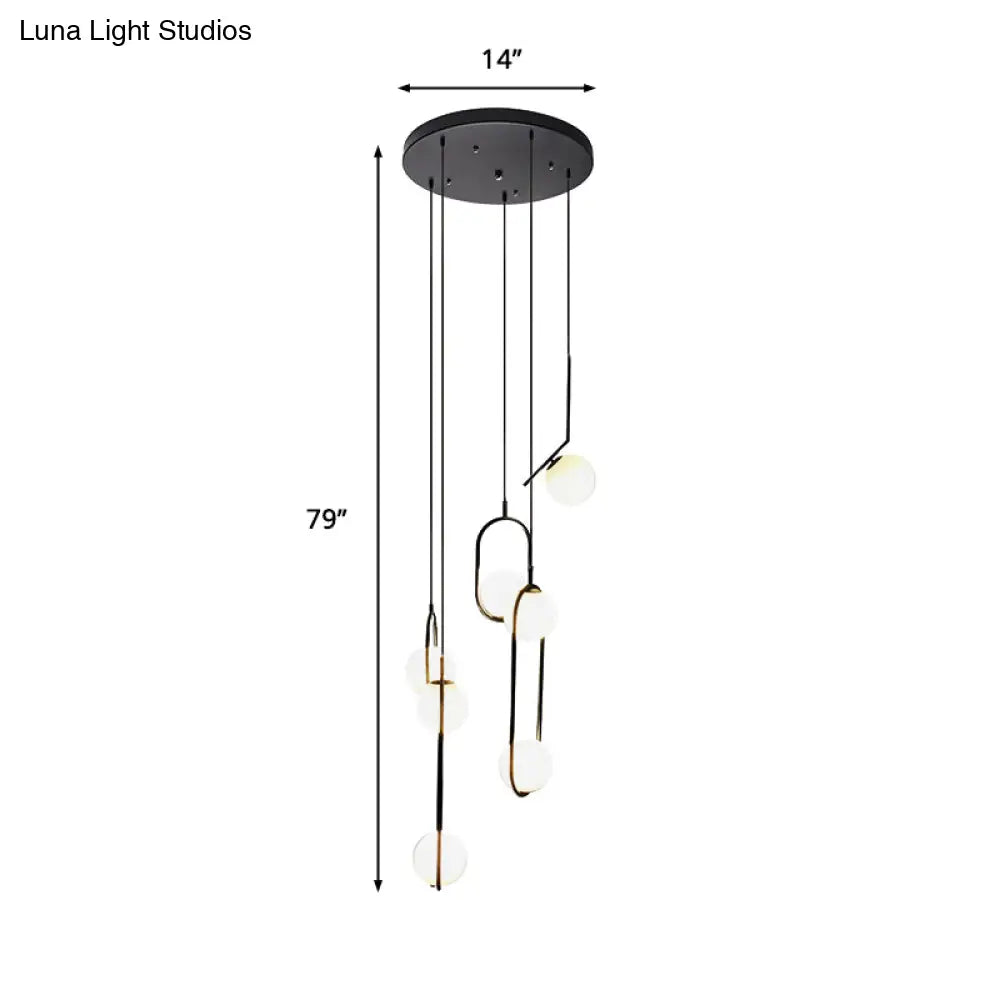 Auraolie - Modern Black Globe Multi Light Chandelier Simple Glass Pendant Lighting Fixture For