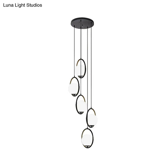 Auraolie - Modern Black Globe Multi Light Chandelier Simple Glass Pendant Lighting Fixture For