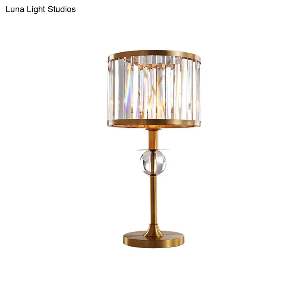 Aurélie - Gold Single Short Cylinder Table Lamp Postmodern Prismatic Crystal Night Light For