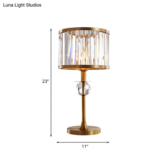 Aurélie - Gold Single Short Cylinder Table Lamp Postmodern Prismatic Crystal Night Light For