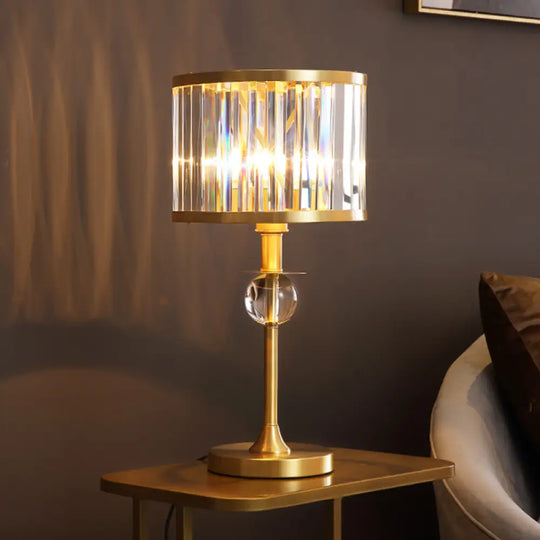 Aurélie - Gold Single Short Cylinder Table Lamp Postmodern Prismatic Crystal Night Light For