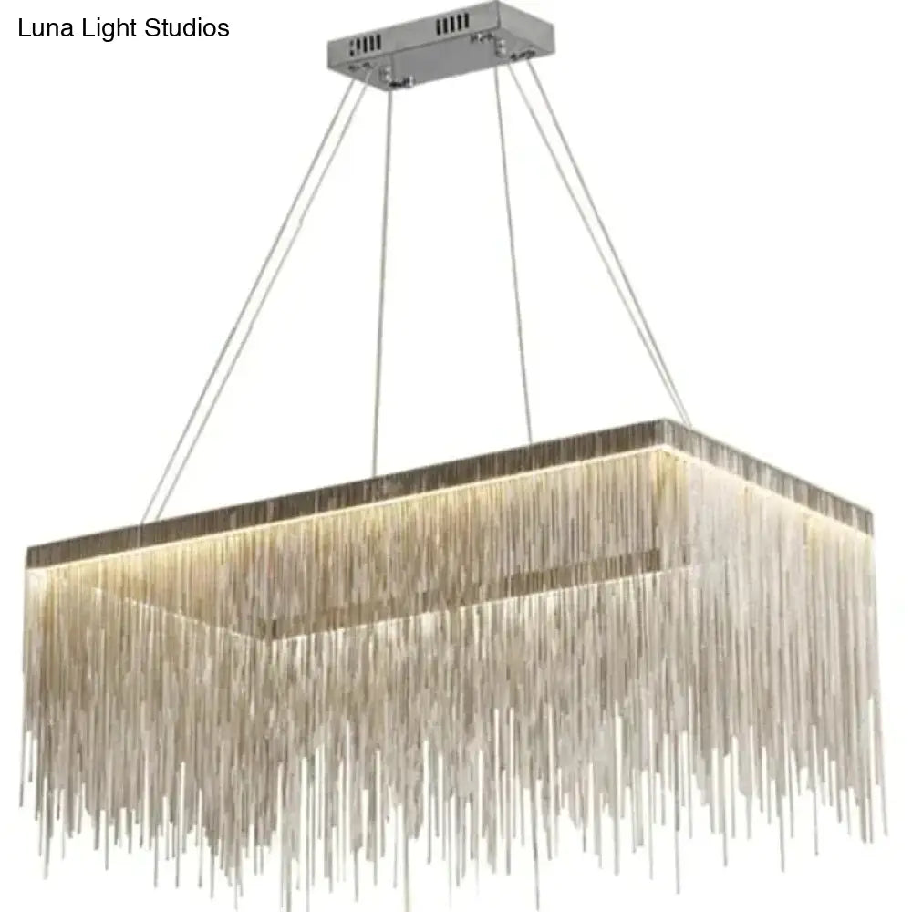 Aurora - Rectangle Led Chandelier Silver L100X40Cm / Three Color Change