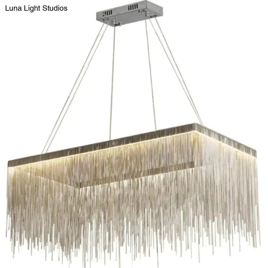 Aurora - Rectangle Led Chandelier Silver L100X40Cm / Three Color Change