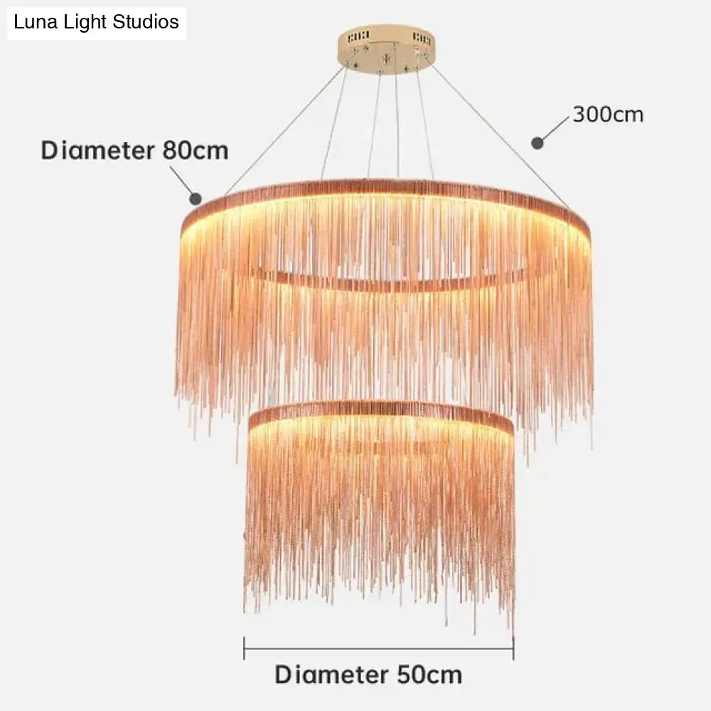 Aurora - Rectangle Led Chandelier Rose Gold Dia50 80Cm / Three Color Change