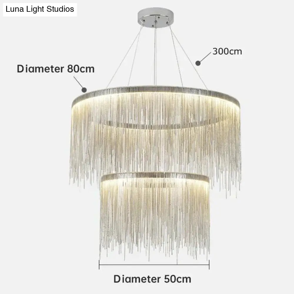 Aurora - Rectangle Led Chandelier Silver Dia50 80Cm / Three Color Change