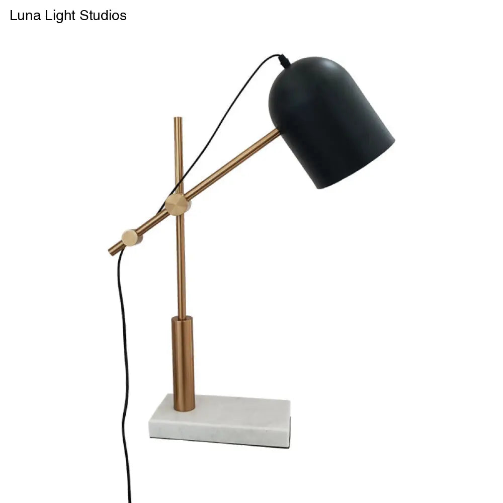 Black Postmodern Metal Nightstand Lamp With Brass Balance Arm & Cloche Shape For Reading Table