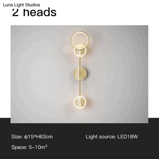 Ayten - Modern Style Golden Led Wall Lamp For Living Room Bedroom Dining Aisle Lighting Gold-2Heads