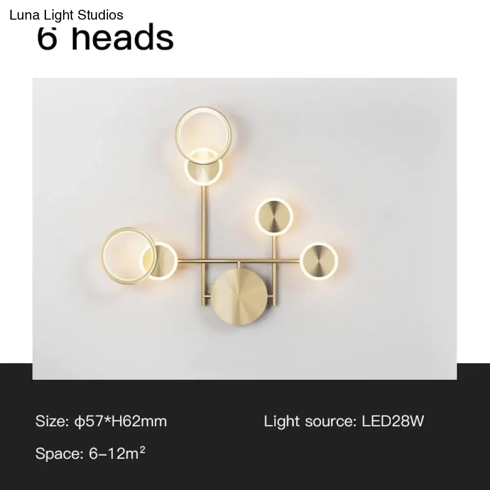 Ayten - Modern Style Golden Led Wall Lamp For Living Room Bedroom Dining Aisle Lighting Gold-6Heads