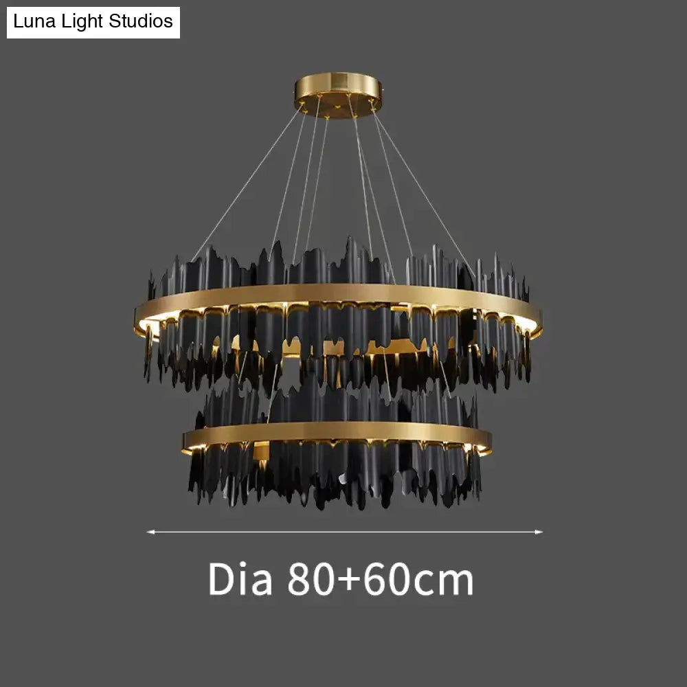 Azalea - Modern Creative Black Round Led Chandelier Light