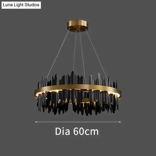 Azalea - Modern Creative Black Round Led Chandelier Diameter 60Cm Light