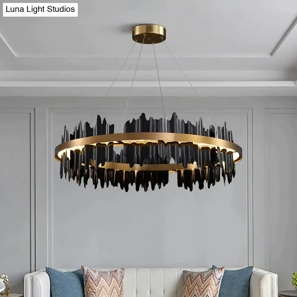 Azalea - Modern Creative Black Round Led Chandelier Light