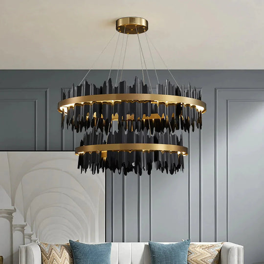 Azalea - Modern Creative Black round LED Chandelier