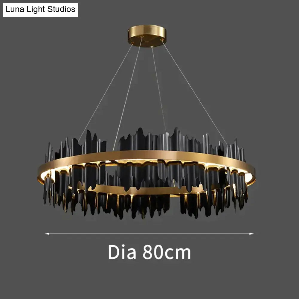 Azalea - Modern Creative Black Round Led Chandelier Diameter 80Cm Light