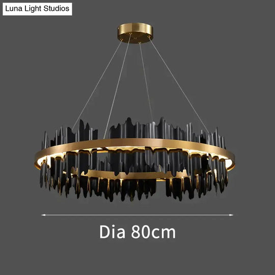 Azalea - Modern Creative Black Round Led Chandelier Diameter 80Cm Light