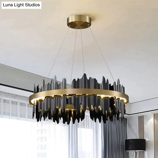 Azalea - Modern Creative Black Round Led Chandelier Light