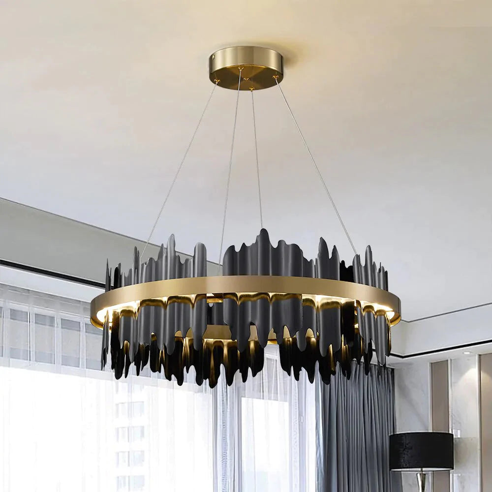 Azalea - Modern Creative Black round LED Chandelier