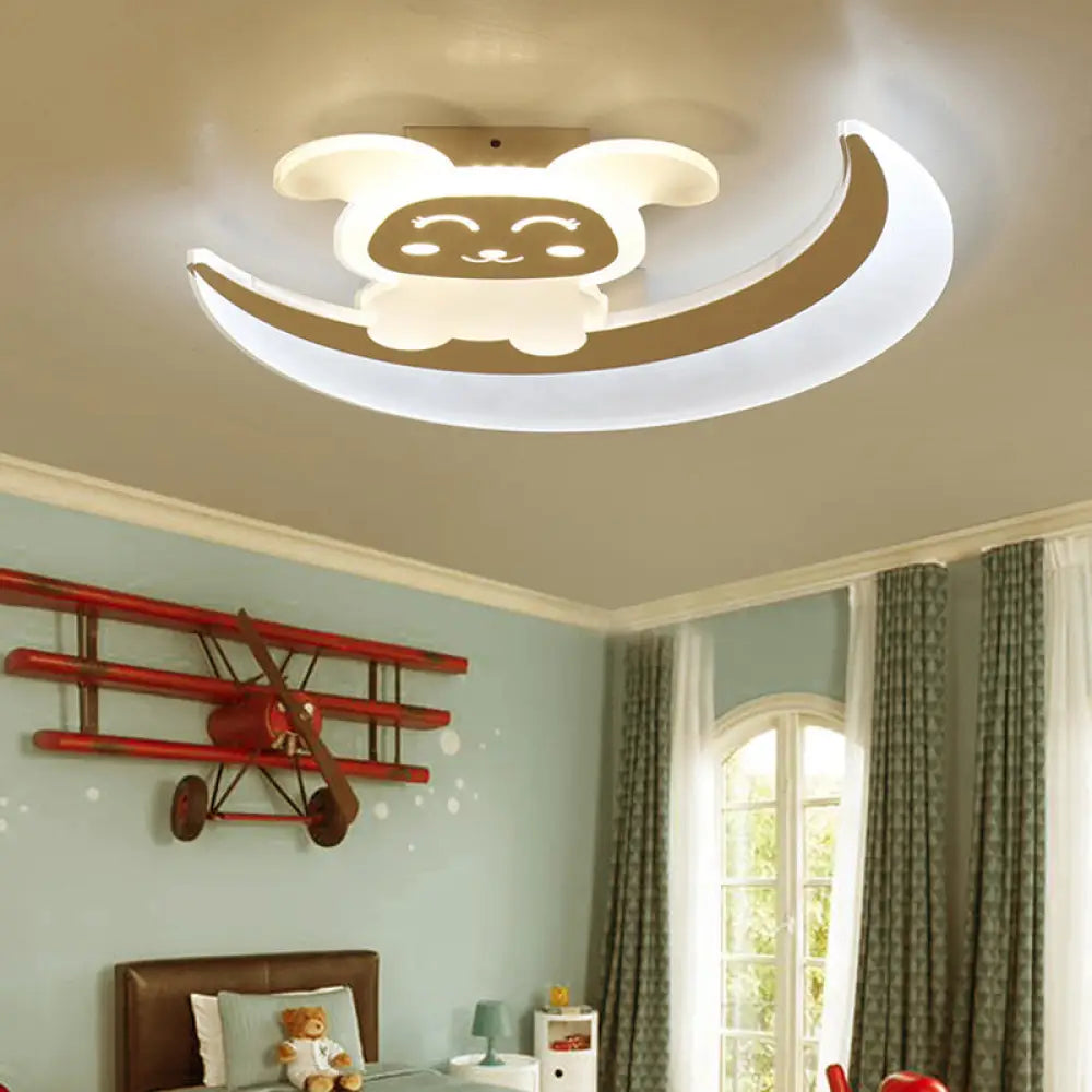 Baby Bunny Led Ceiling Light For Boys Bedroom In White / 18’