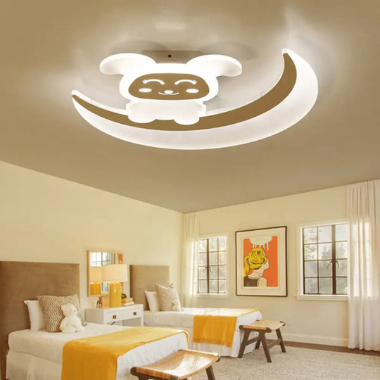 Baby Bunny Led Ceiling Light For Boys Bedroom In White / 18’ Yellow