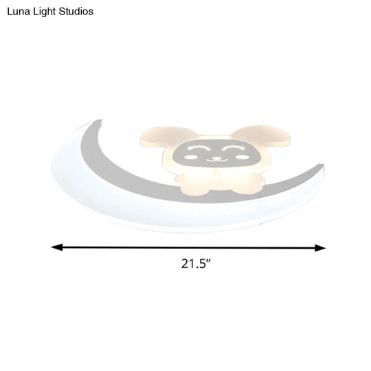 Baby Bunny Led Ceiling Light For Boys Bedroom In White