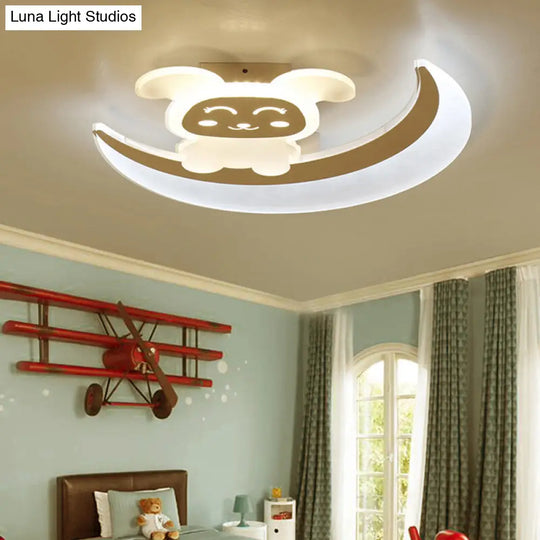 Baby Bunny Led Ceiling Light For Boys Bedroom In White / 18