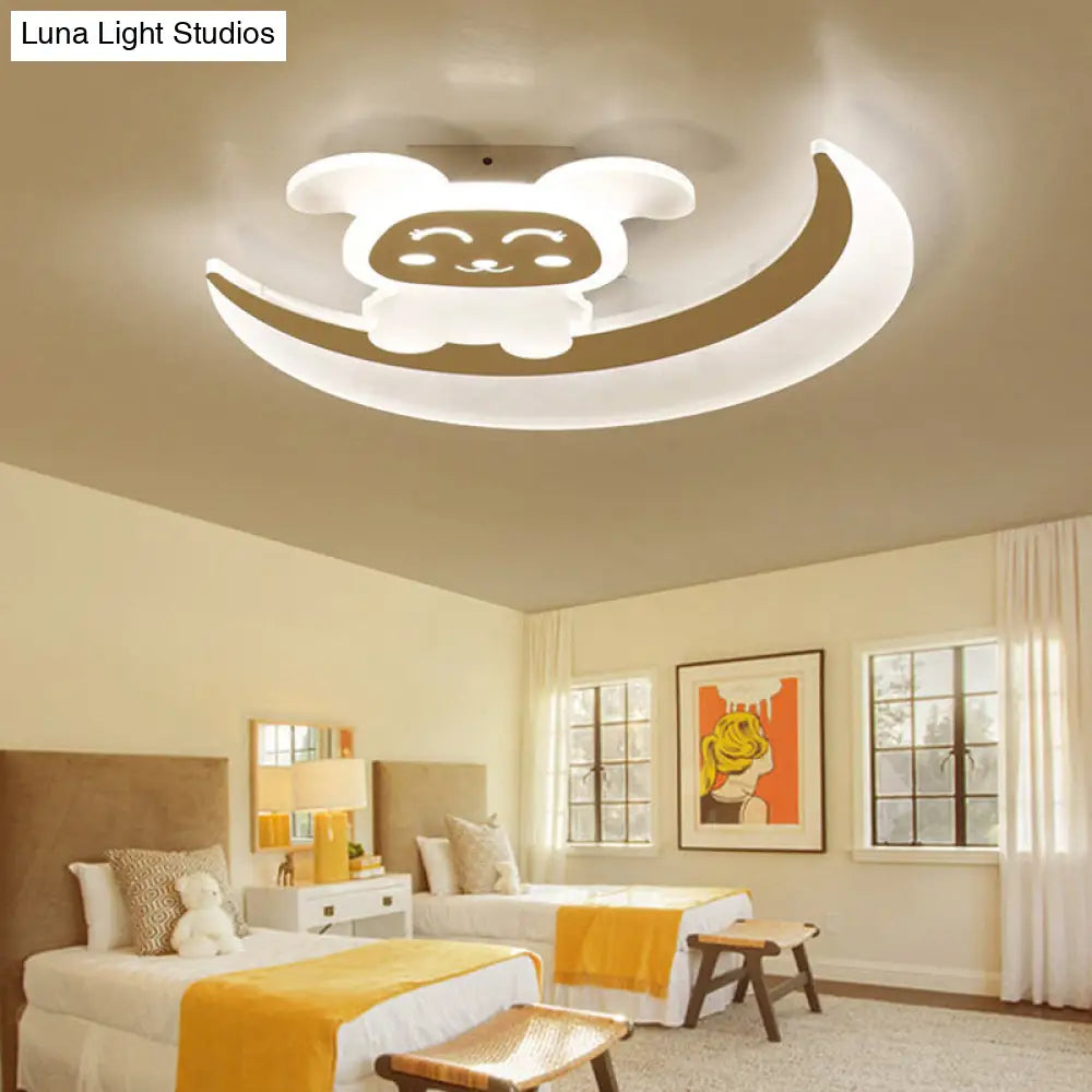 Baby Bunny Led Ceiling Light For Boys Bedroom In White / 18 Yellow