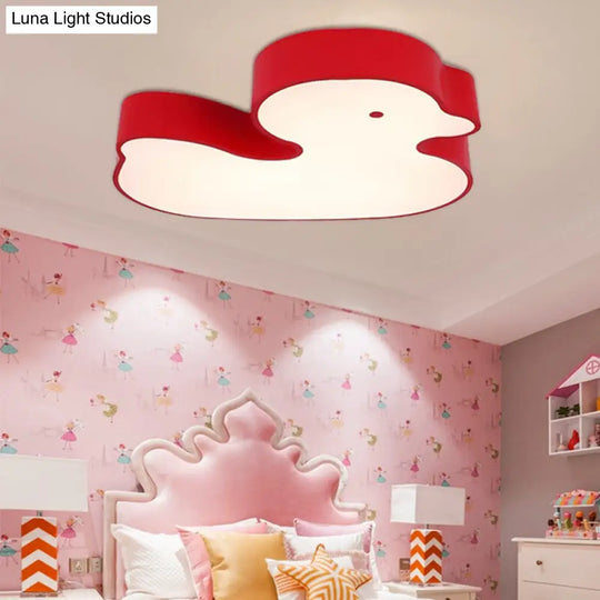 Baby Duck Led Flush Ceiling Light - Fun & Bright Metal Fixture For Childs Bedroom