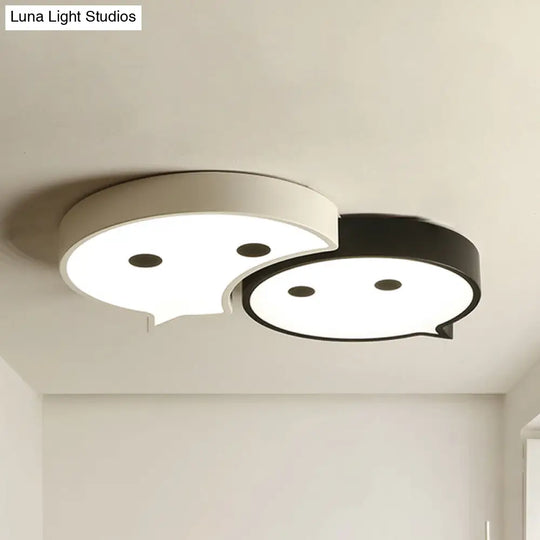 Baby Elf Led Ceiling Mount Light: Charming Metal And Acrylic Lamp For Childs Bedroom Black-White /