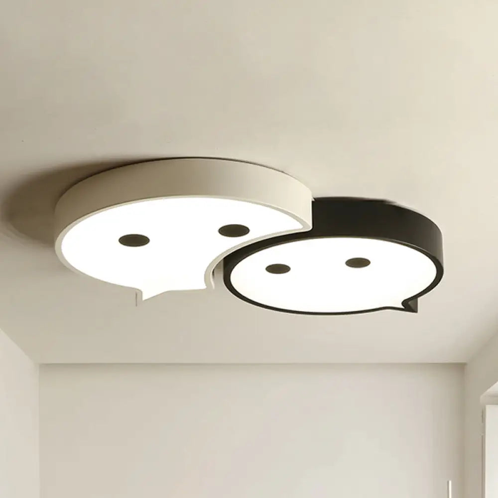 Baby Elf Led Ceiling Mount Light: Charming Metal And Acrylic Lamp For Child’s Bedroom Black-White