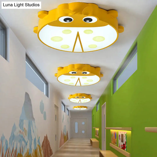 Baby Room Cartoon Ladybug Ceiling Mount Light - Slim Acrylic & Metal Lamp Yellow / White