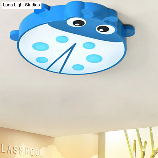 Baby Room Cartoon Ladybug Ceiling Mount Light - Slim Acrylic & Metal Lamp Blue / Warm