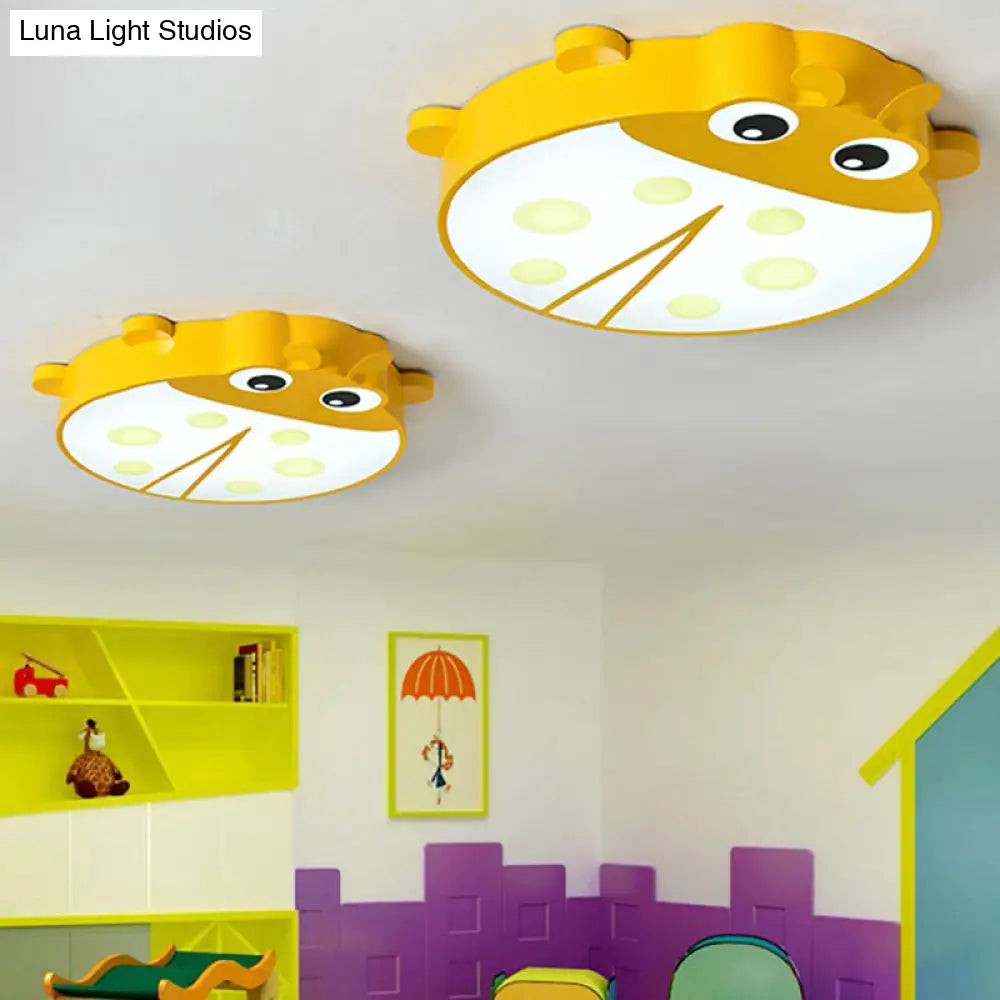 Baby Room Cartoon Ladybug Ceiling Mount Light - Slim Acrylic & Metal Lamp