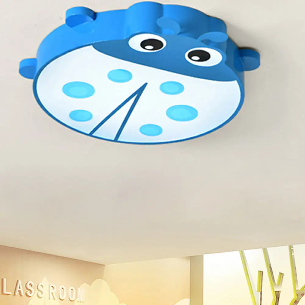 Baby Room Cartoon Ladybug Ceiling Mount Light - Slim Acrylic & Metal Lamp Blue / Warm