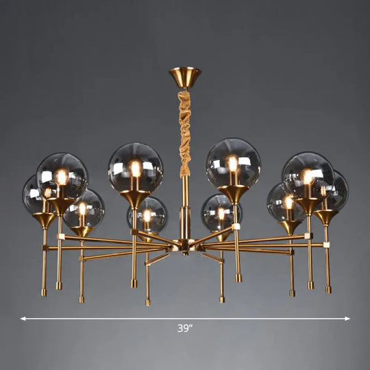 Ball Up Chandelier Glass Dining Room Light Fixture In Brass - Post-Modern Suspension 10 / Smoke Gray