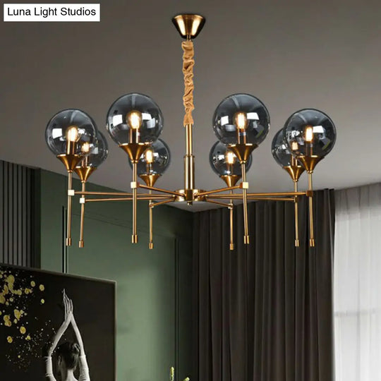 Modern Ball Up Chandelier: Elegant Glass Suspension Light Fixture For Dining Room In Brass