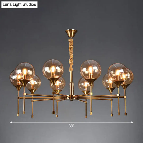 Modern Ball Up Chandelier: Elegant Glass Suspension Light Fixture For Dining Room In Brass 10 /