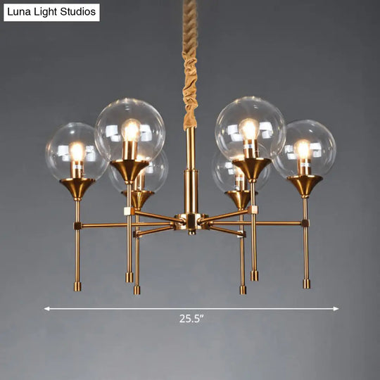 Modern Ball Up Chandelier: Elegant Glass Suspension Light Fixture For Dining Room In Brass 6 / Clear