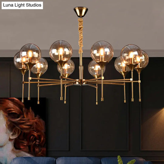 Modern Ball Up Chandelier: Elegant Glass Suspension Light Fixture For Dining Room In Brass