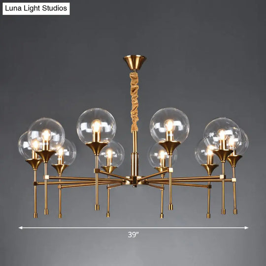 Modern Ball Up Chandelier: Elegant Glass Suspension Light Fixture For Dining Room In Brass 10 /