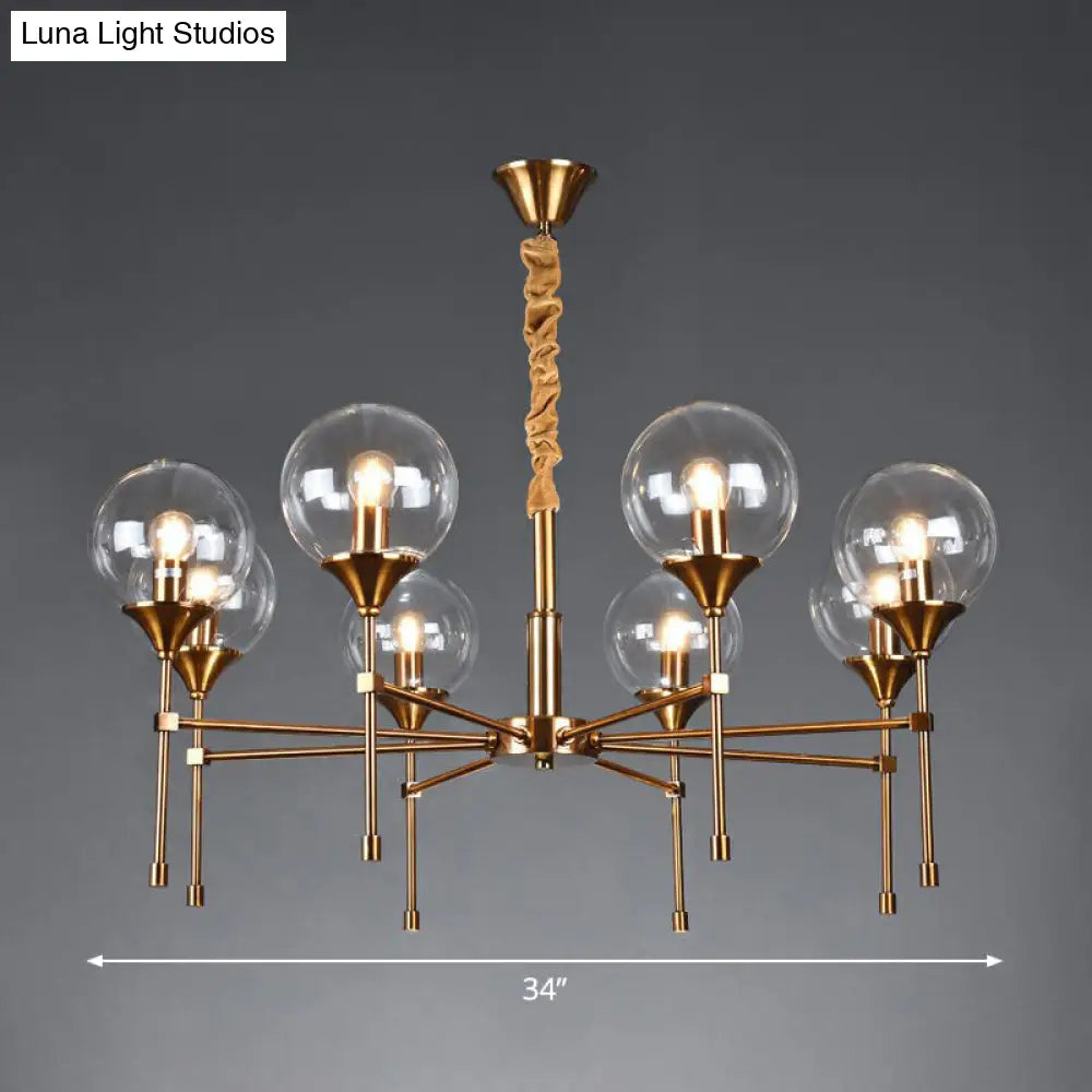 Modern Ball Up Chandelier: Elegant Glass Suspension Light Fixture For Dining Room In Brass 8 / Clear