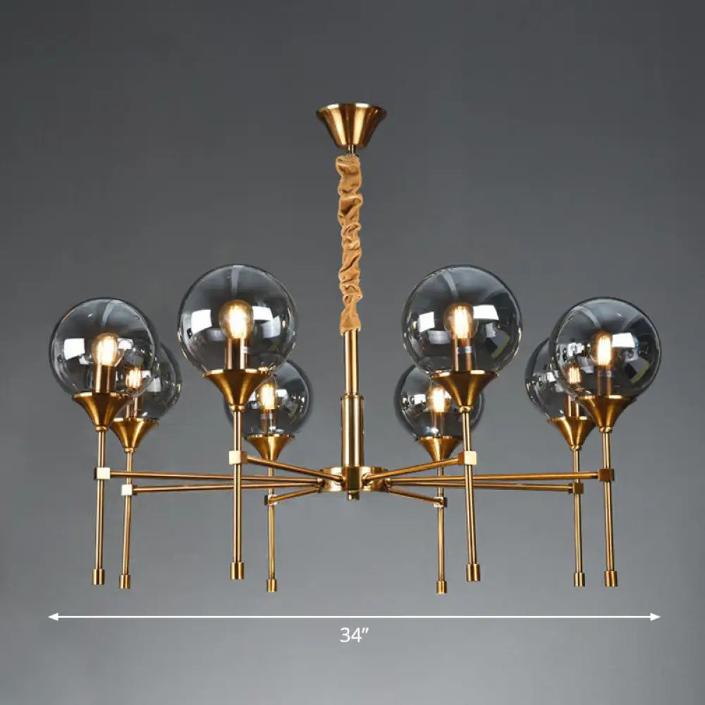 Ball Up Chandelier Glass Dining Room Light Fixture In Brass - Post-Modern Suspension 8 / Smoke Gray